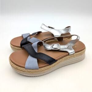 Vionic Mar Strappy Sandals Open Toe Women's Navy/Multi Leather Size US6.5 EU36.5
